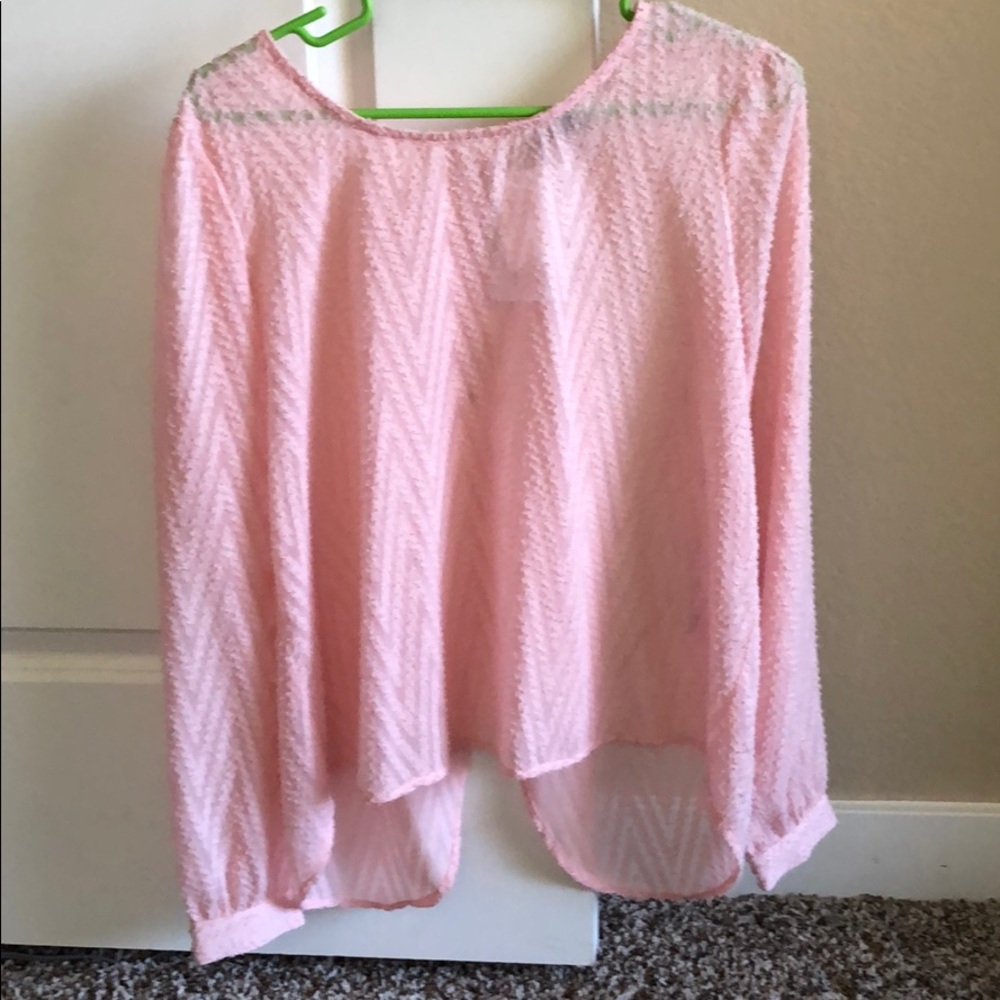 Pink open back blouse